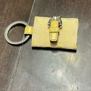 Coach Yellow Leather Keychain with Silver Accents